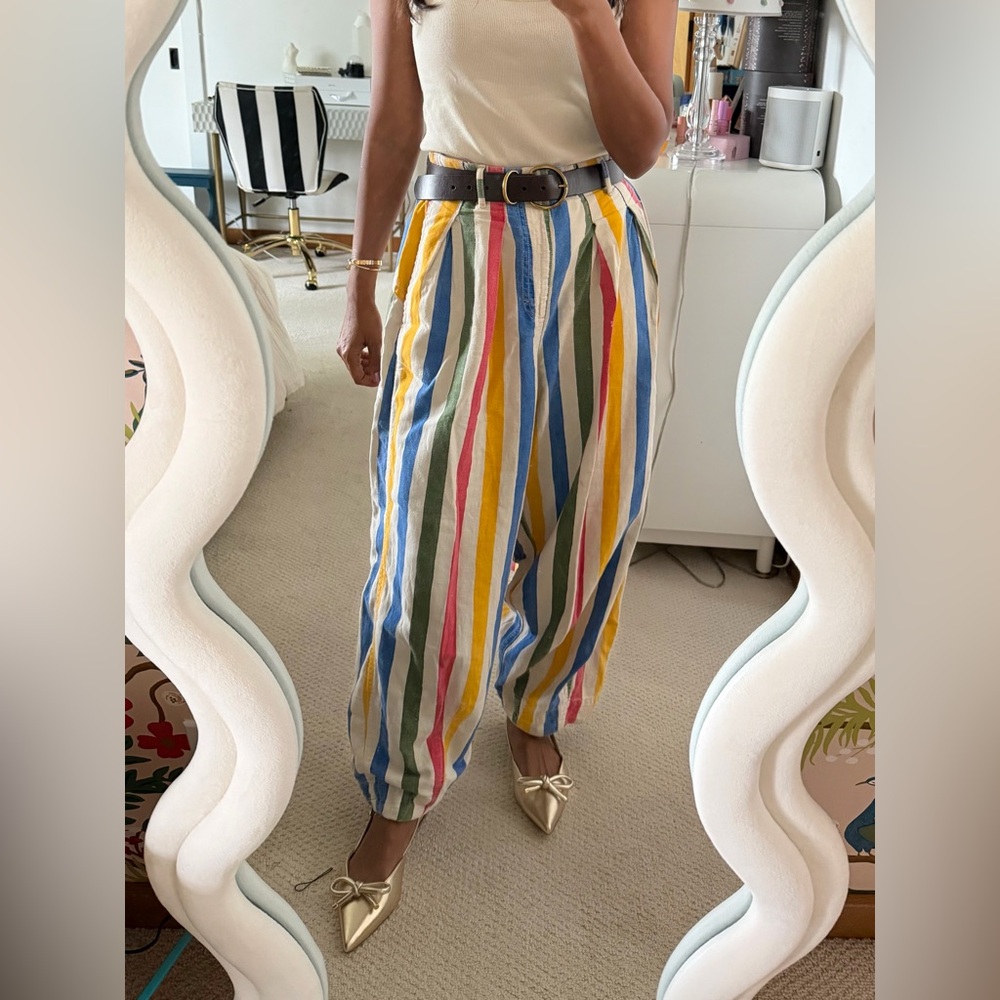 Free People resort, boho, striped, cotton, balloon pants size small